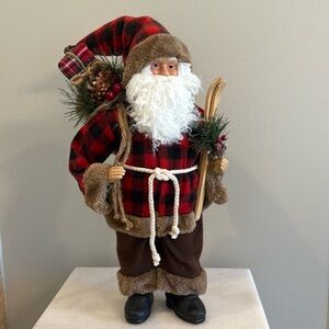 18” Red Plaid Santa Claus Figure